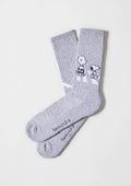 Calcetines BeSnoopy Walk Grey con diseño de Snoopy y Charlie Brown, color gris, altura media caña.