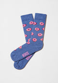 Calcetines BeDonut Blue con diseño de donuts sobre fondo azul melange, calcetines originales de BESOCKS.