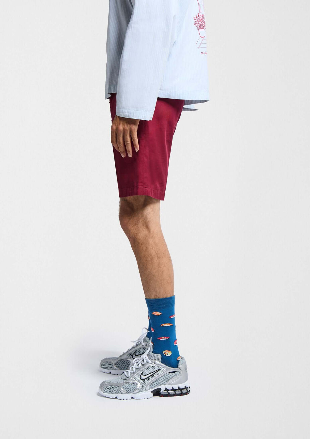 Dive into graphic sushi patterns on blue socks - BeJapan Sushi - BESOCKS.