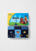 Pack SesameStreet de calcetines con diseños de Cookie Monster, Epi y Blas en caja temática BESOCKS.