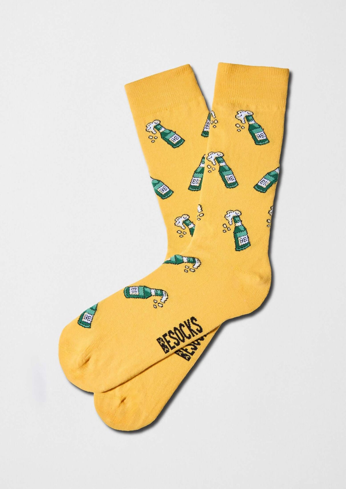 Calcetines BeBeer Mustard con patrón de botellas de cerveza espumante - BESOCKS