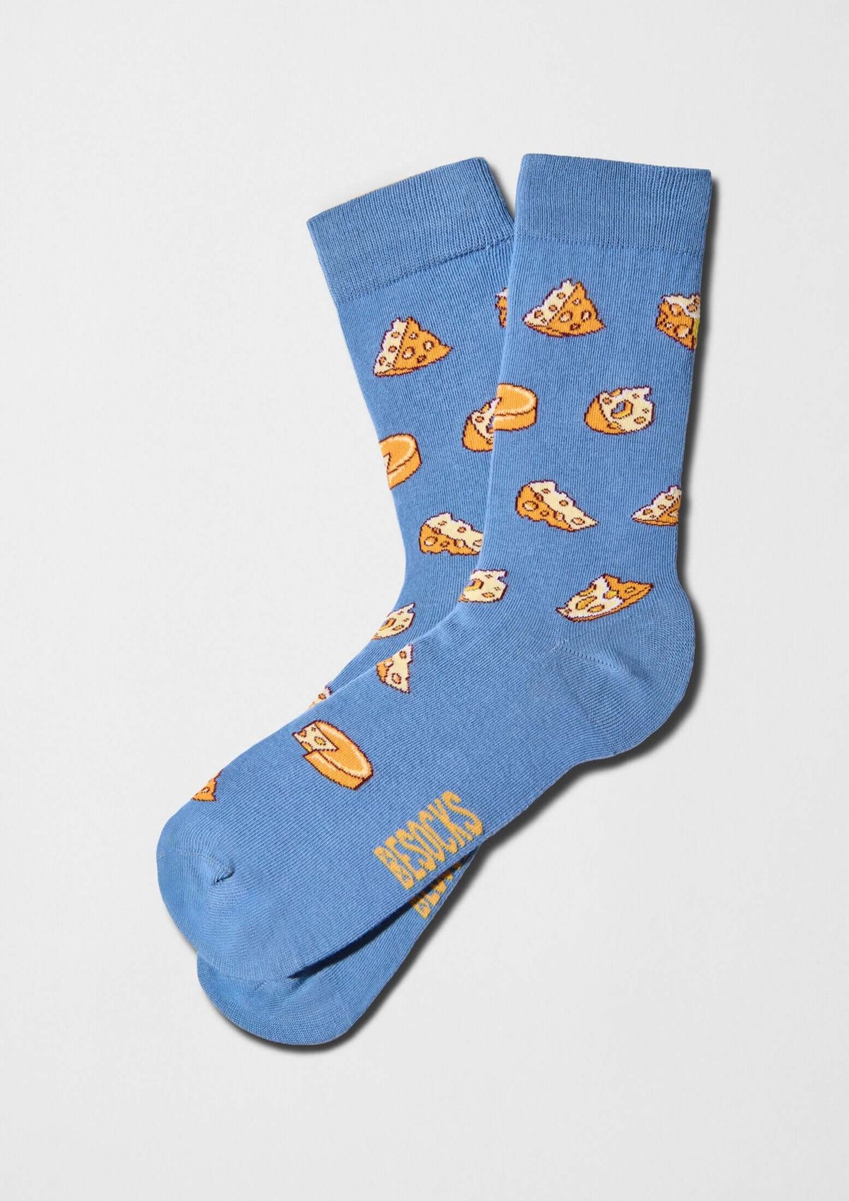 Patrón gráfico de porciones de queso en azul - BESOCKS. Calcetines BeCheese Blue.