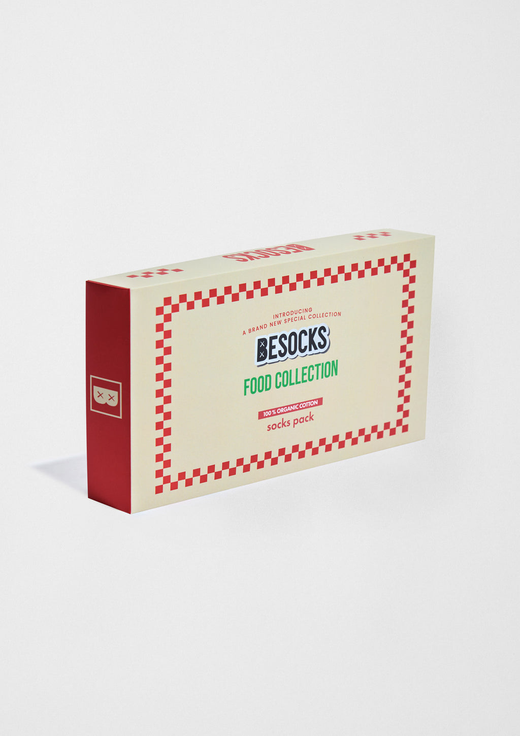 Empaque del Pack Food con diseño retro, contiene calcetines BeHotDog, BeBurger y BePizza.