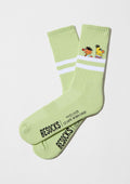 BeSesameStreet Epi & Blas Green, calcetines deportivos verdes con dibujos de Epi y Blas y franjas blancas.