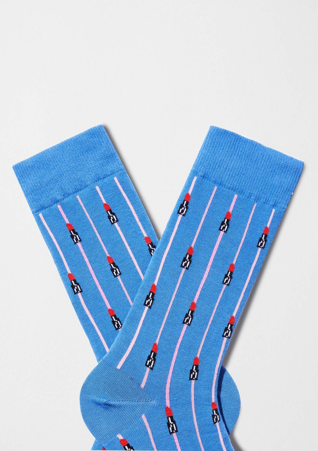 calcetines BeEmilyinParis Lipstick Blue con dibujos de labiales sobre fondo azul