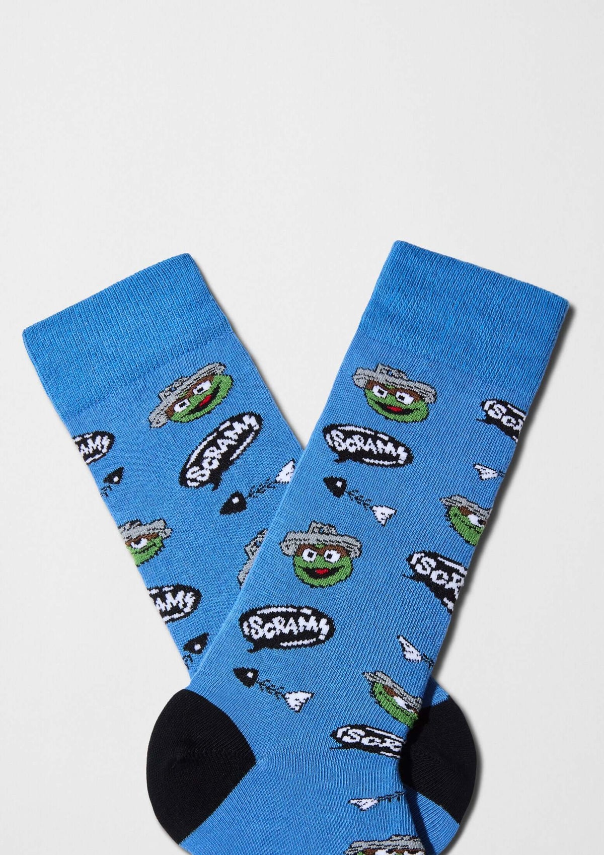 Estampado de Oscar el Gruñón con bocadillos de texto en azul - BeSesameStreet Grouch BESOCKS