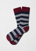 Rayas horizontales en gris jaspeado y azul marino - BESOCKS. calcetines BeStripes Grey & Navy.