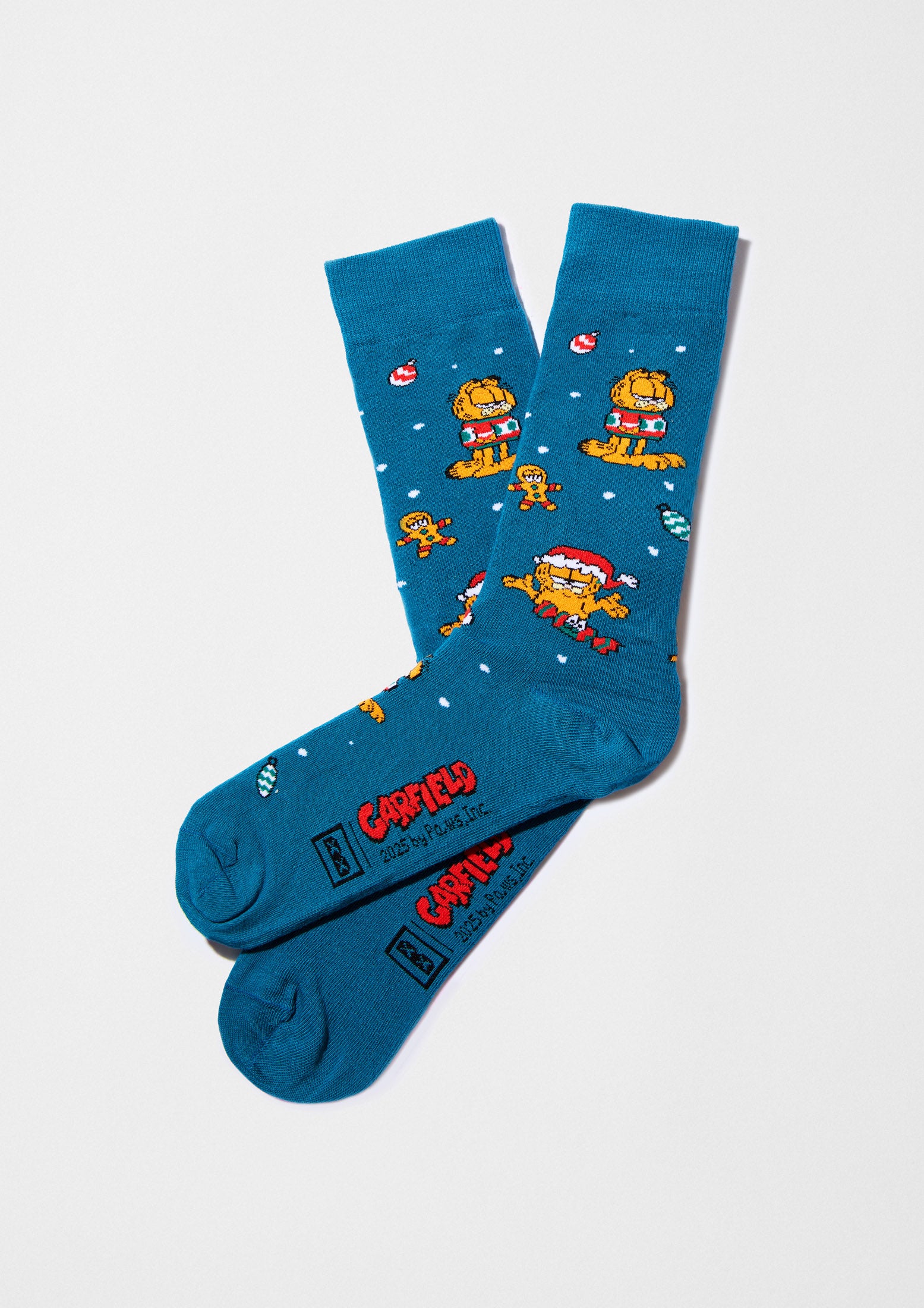Calcetines azul petroleo con dibujo navideño de Garfield
