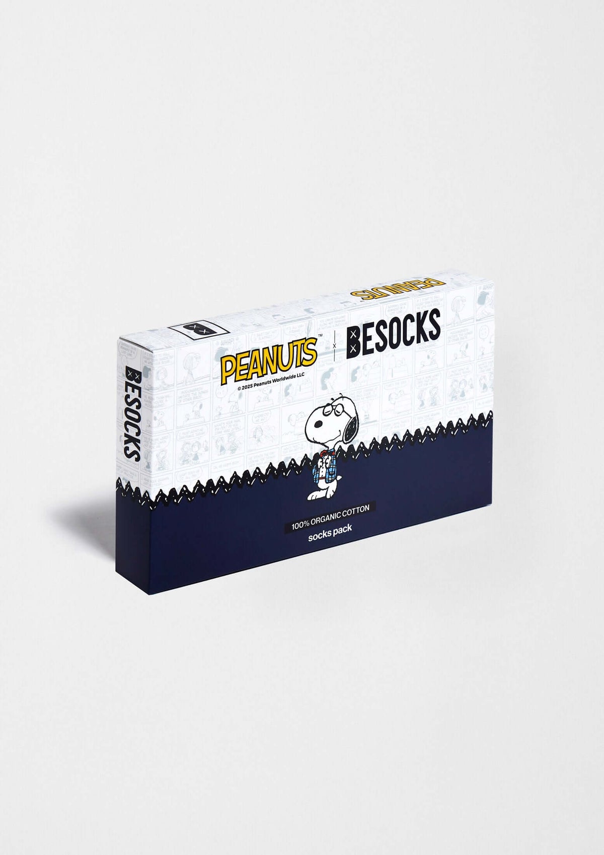 Pack Peanuts - caja ilustrada con diseño de Snoopy, ideal para amantes de los calcetines con dibujos.