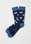 calcetines azules con print de cerdos
