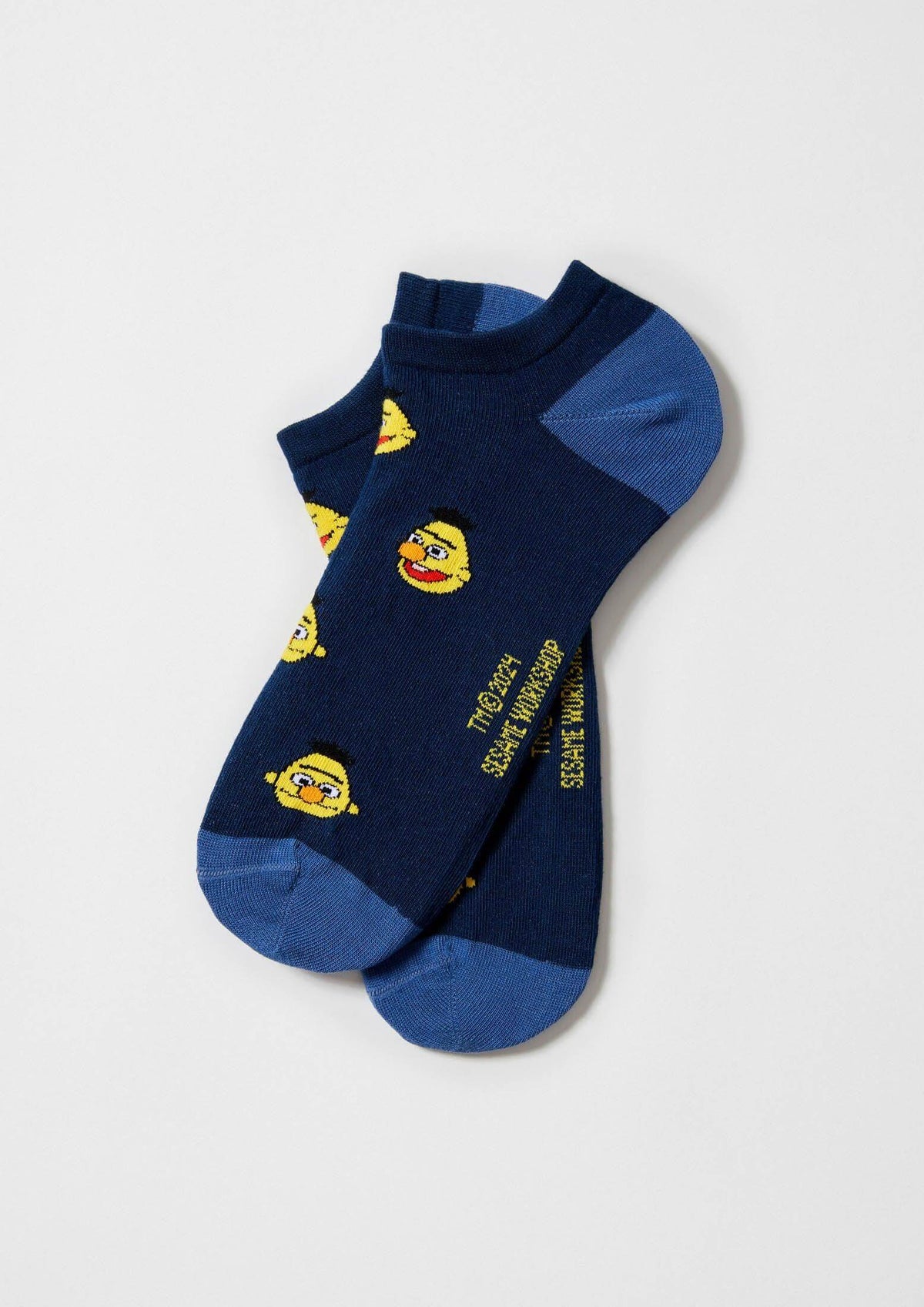 Calcetines tobilleros con rostro de Blas en azul marino y puntera azul - BeSesameStreet Blas Ankle Blue - BESOCKS