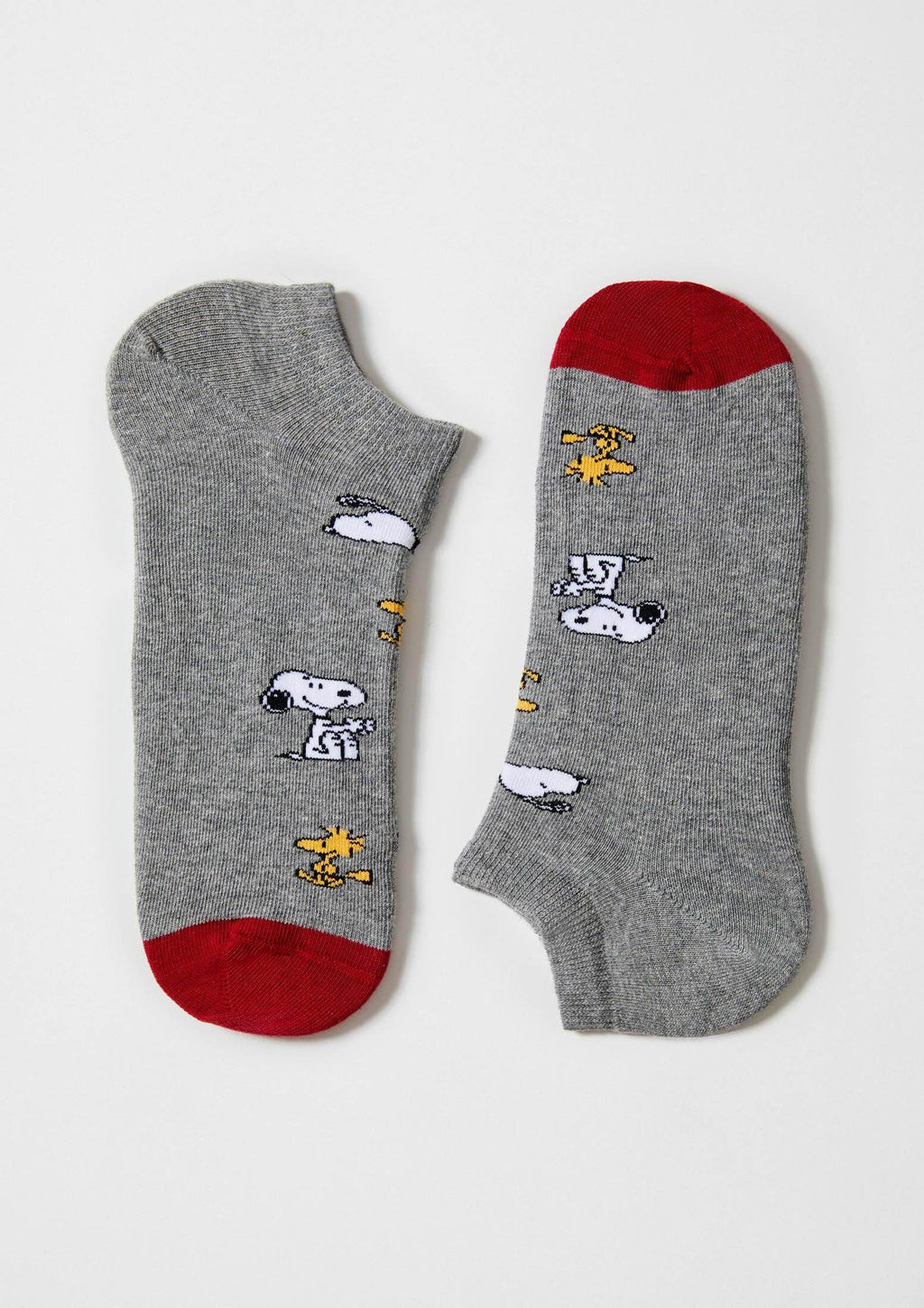 Calcetines tobilleros con estampado de Snoopy y Woodstock en gris - BeSnoopy Grey Ankle - BESOCKS.