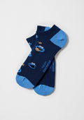 Calcetines tobilleros BeSesameStreet Cookie Monster en azul marino con dibujo del monstruo de las galletas.